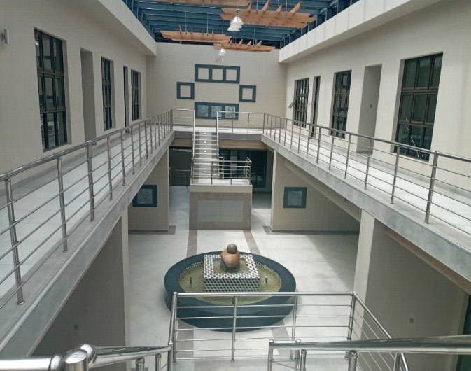 Completed building interior served by ventilation systems